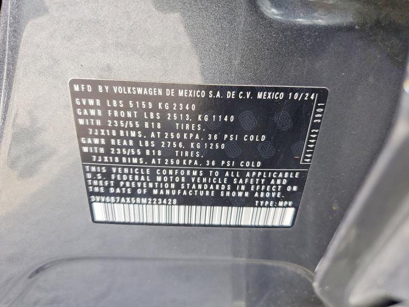 2024 Volkswagen Tiguan მანქანა იყიდება აუქციონზე, vin: 3VV6B7AX5RM223428, აუქციონის ნომერი: 59170406