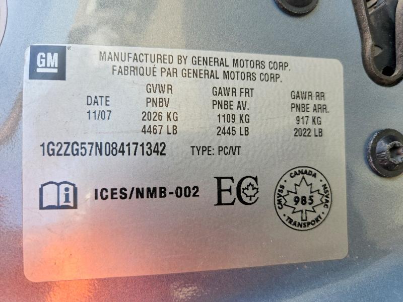 56815176 :رقم المزاد ، 1G2ZG57N084171342 vin ، 2008 Pontiac G6 مزاد بيع