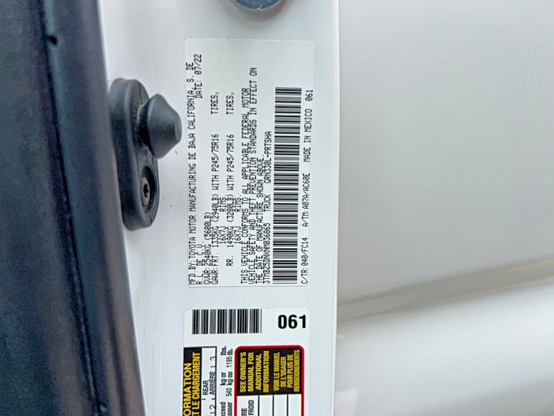 57354746 :رقم المزاد ، 3TMBZ5DNXNM036865 vin ، 2022 Toyota Tacoma مزاد بيع