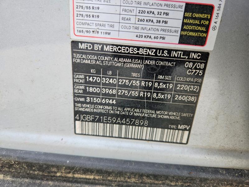 2009 Mercedes-benz Gl მანქანა იყიდება აუქციონზე, vin: 4JGBF71E59A457898, აუქციონის ნომერი: 52933996