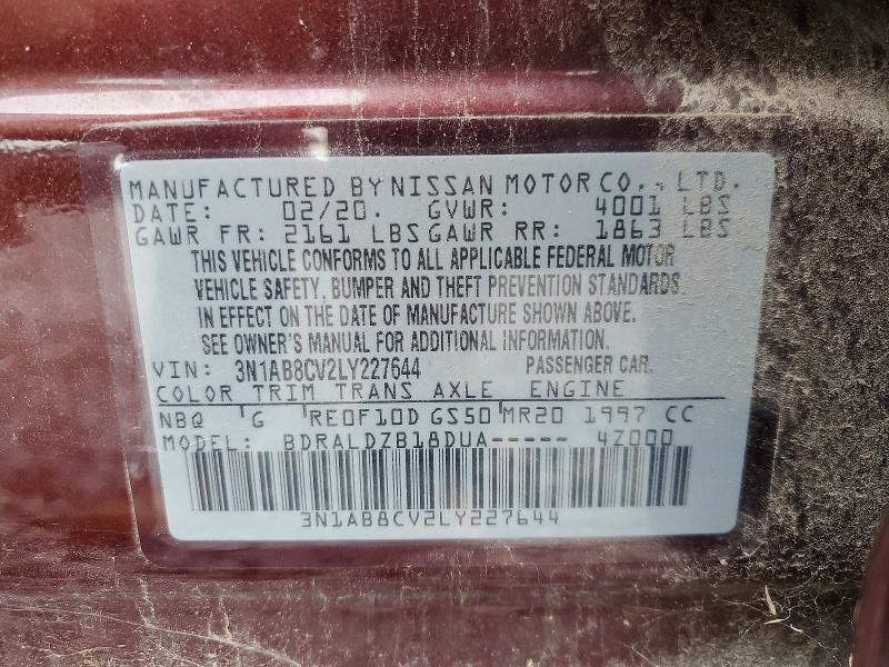 Продаж на аукціоні авто 2020 Nissan Sentra, vin: 3N1AB8CV2LY227644, номер лоту: 54973706