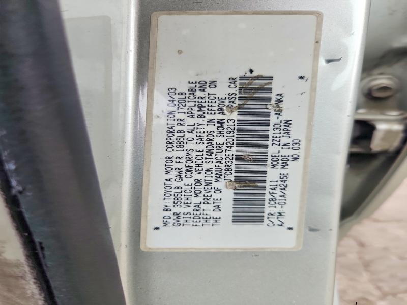 Продаж на аукціоні авто 2004 Toyota Corolla, vin: JTDBR32E742019213, номер лоту: 58397566