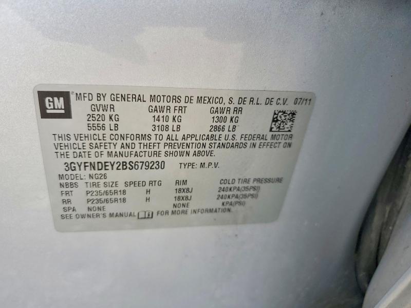 Aukcja sprzedaży 2011 Cadillac Srx, vin: 3GYFNDEY2BS679230, numer aukcji: 57912596