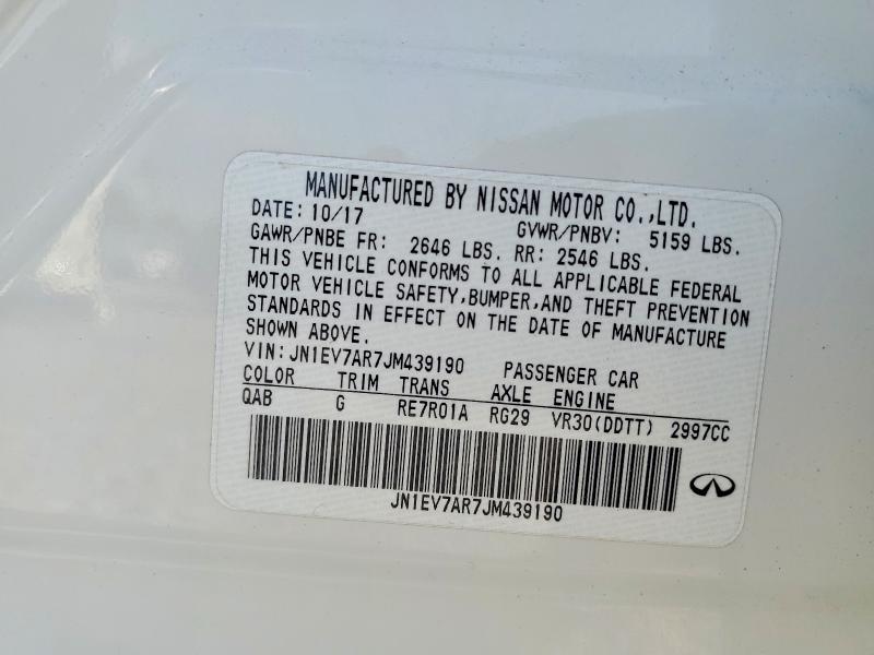 59162166 :رقم المزاد ، JN1EV7AR7JM439190 vin ، 2018 Infiniti Q50 مزاد بيع