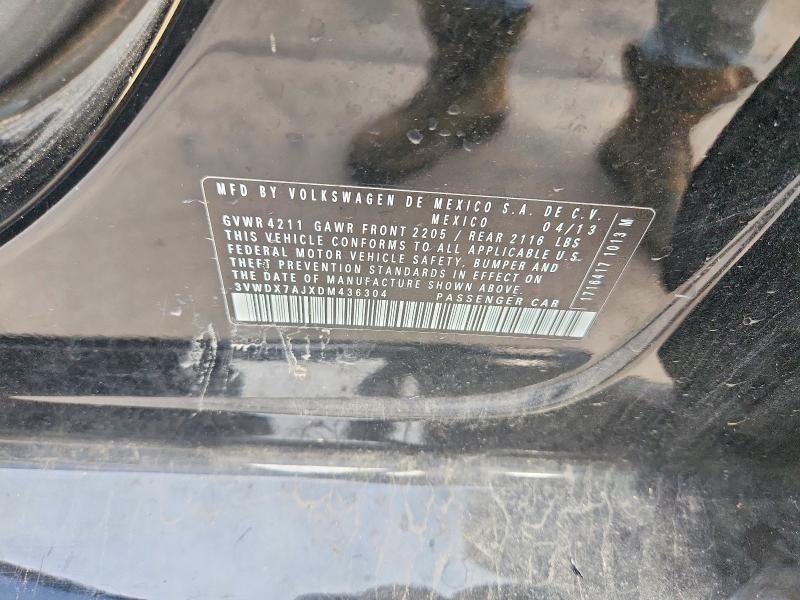 2013 Volkswagen Jetta მანქანა იყიდება აუქციონზე, vin: 3VWDX7AJXDM436304, აუქციონის ნომერი: 58839376