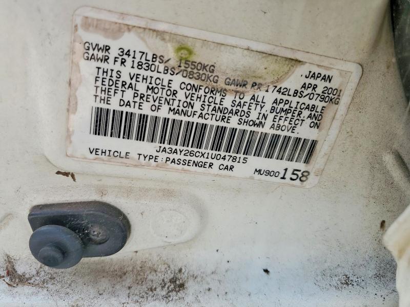 59102506 :رقم المزاد ، JA3AY26CX1U047815 vin ، 2001 Mitsubishi Mirage مزاد بيع