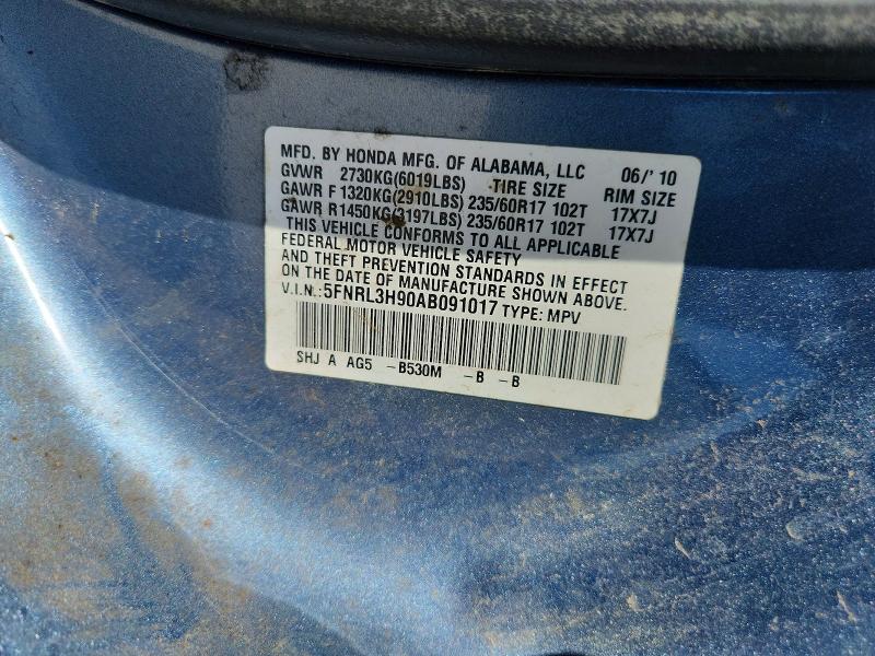 Aukcja sprzedaży 2010 Honda Odyssey, vin: 5FNRL3H90AB091017, numer aukcji: 55832866