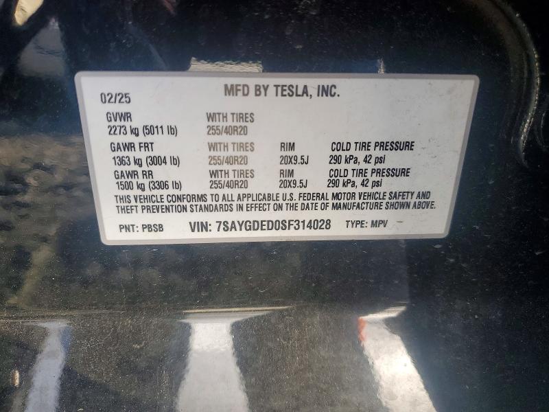Aukcja sprzedaży 2025 Tesla Model Y, vin: 7SAYGDED0SF314028, numer aukcji: 55540226