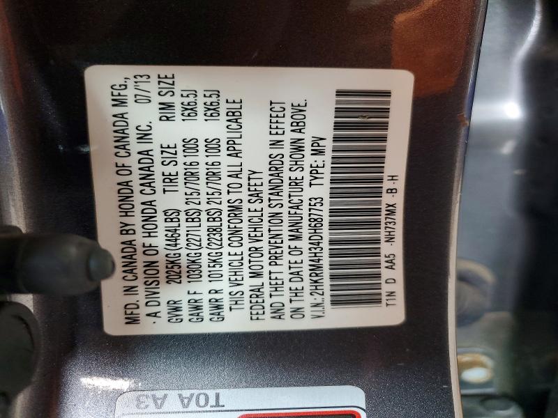 58398616 :رقم المزاد ، 2HKRM4H34DH687753 vin ، 2013 Honda Cr-v مزاد بيع