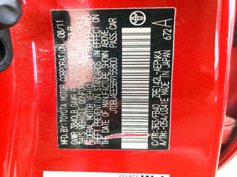 56595566 :رقم المزاد ، JTDBU4EE5B9155800 vin ، 2011 Toyota Corolla مزاد بيع