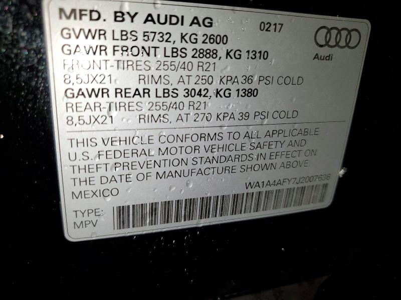 Продаж на аукціоні авто 2018 Audi Sq5, vin: WA1A4AFY7J2007636, номер лоту: 57656886
