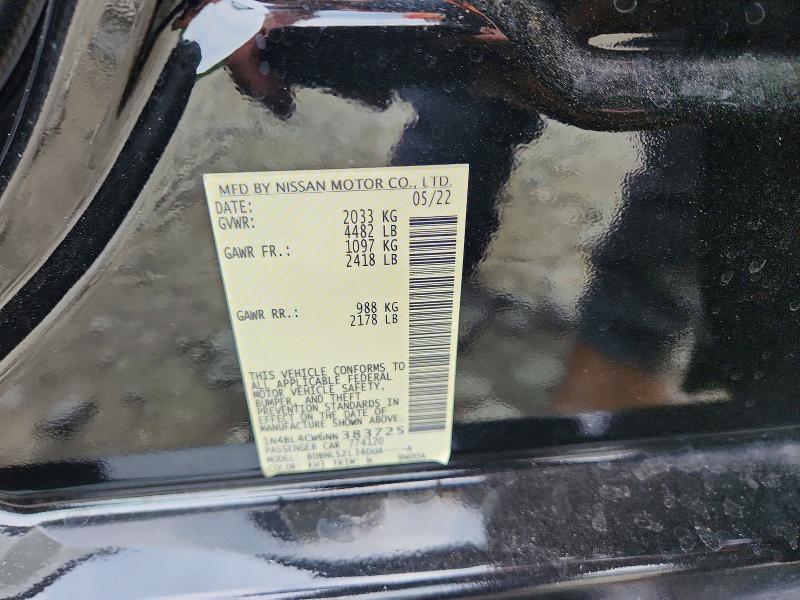 2022 Nissan Altima მანქანა იყიდება აუქციონზე, vin: 1N4BL4CW6NN383725, აუქციონის ნომერი: 58375826