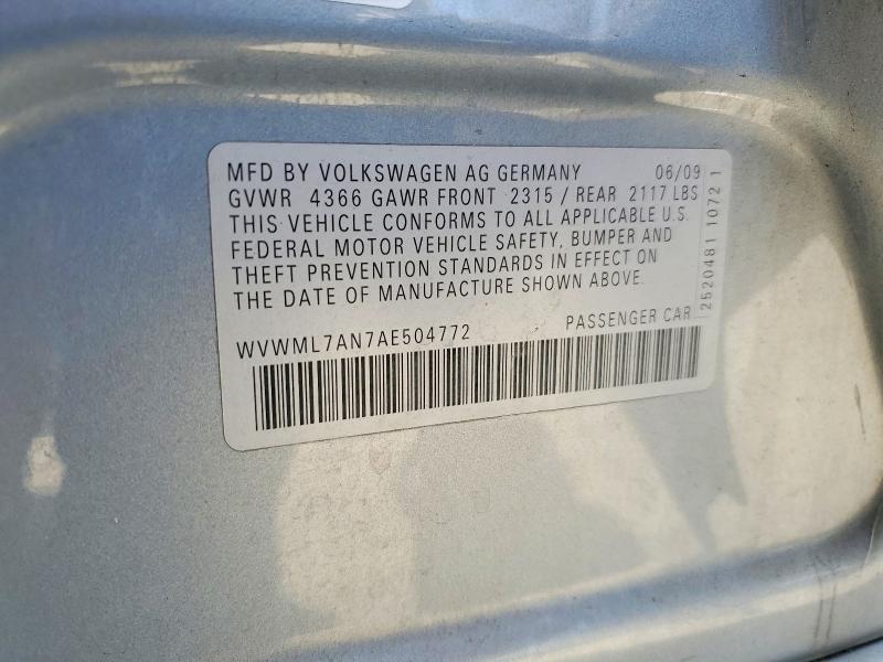 Продаж на аукціоні авто 2010 Volkswagen Cc, vin: WVWML7AN7AE504772, номер лоту: 55453726