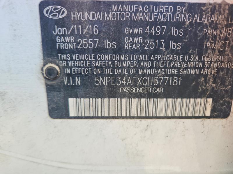 Aukcja sprzedaży 2016 Hyundai Sonata, vin: 5NPE34AFXGH377181, numer aukcji: 59141426