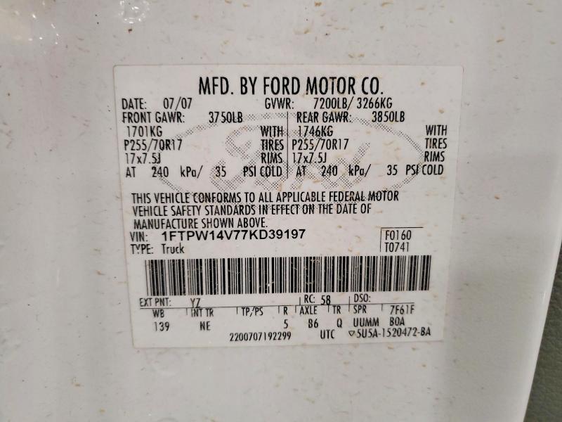 Aukcja sprzedaży 2007 Ford F150, vin: 1FTPW14V77KD39197, numer aukcji: 56464006