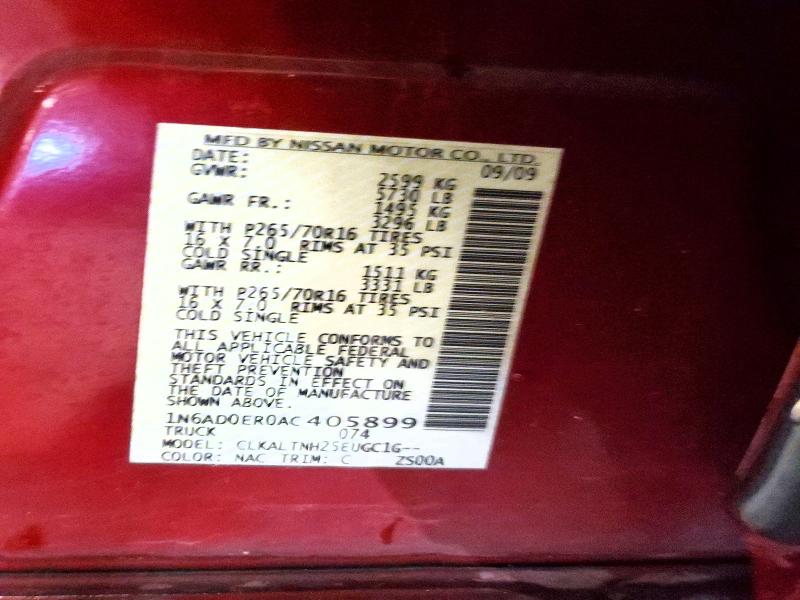 2010 Nissan Frontier მანქანა იყიდება აუქციონზე, vin: 1N6AD0ER0AC405899, აუქციონის ნომერი: 57737706