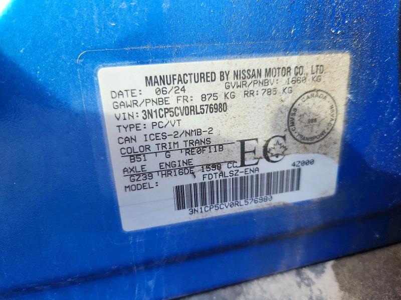 Aukcja sprzedaży 2024 Nissan Kicks, vin: 3N1CP5CV0RL576980, numer aukcji: 57233766