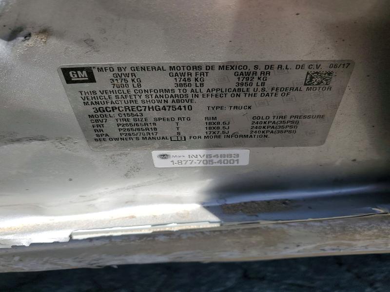 55634976 :رقم المزاد ، 3GCPCREC7HG475410 vin ، 2017 Chevrolet Silverado مزاد بيع