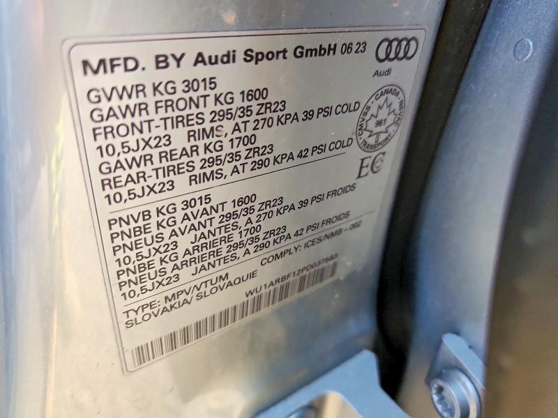 Продажа на аукционе авто 2023 Audi Rs Q8, vin: WU1ARBF12PD037563, номер лота: 55330536