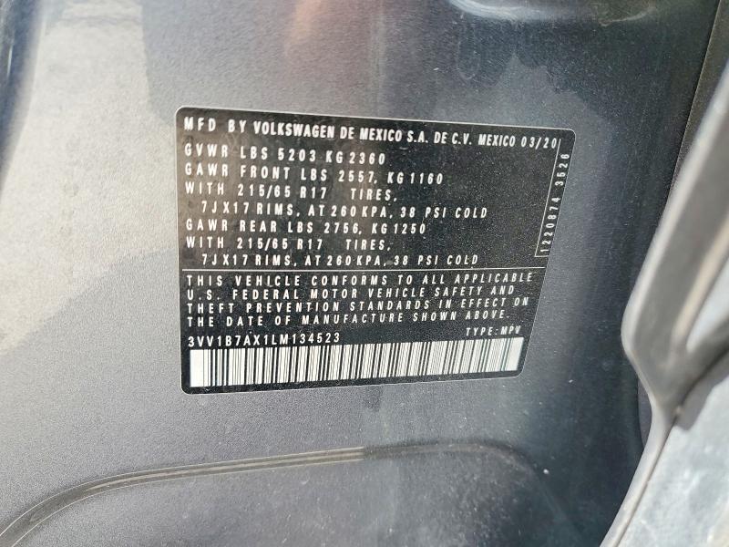 Продажа на аукционе авто 2020 Volkswagen Tiguan, vin: 3VV1B7AX1LM134523, номер лота: 58956476