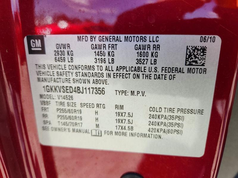 Продажа на аукционе авто 2011 Gmc Acadia, vin: 1GKKVSED4BJ117356, номер лота: 57064636