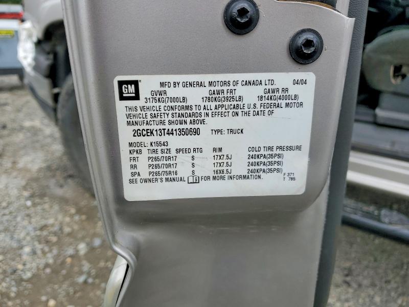 2004 Chevrolet Silverado მანქანა იყიდება აუქციონზე, vin: 2GCEK13T441350690, აუქციონის ნომერი: 56490286