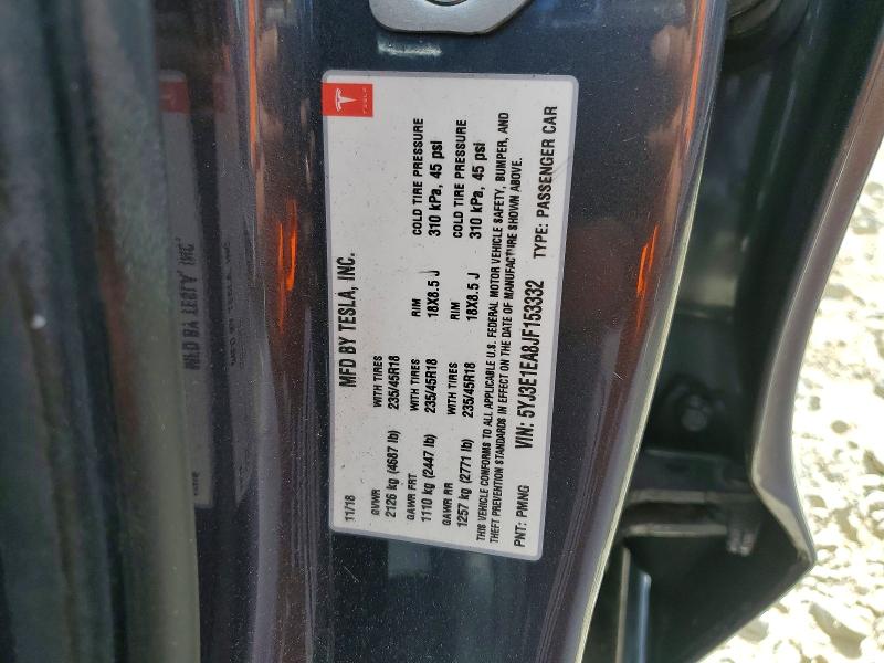 55831536 :رقم المزاد ، 5YJ3E1EA8JF153332 vin ، 2018 Tesla Model 3 مزاد بيع