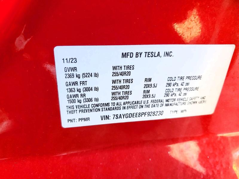 57434226 :رقم المزاد ، 7SAYGDEE8PF928230 vin ، 2023 Tesla Model Y مزاد بيع