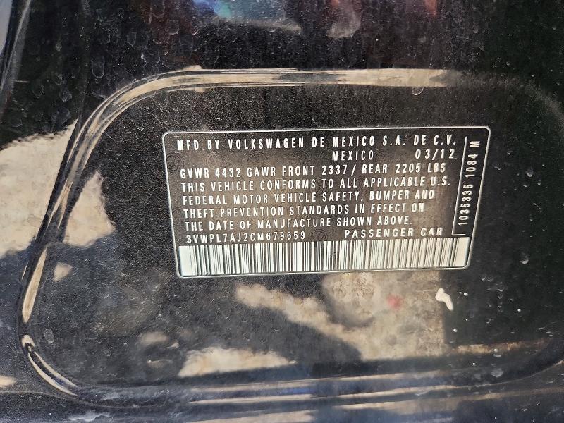 Aukcja sprzedaży 2012 Volkswagen Jetta, vin: 3VWPL7AJ2CM679659, numer aukcji: 58920926