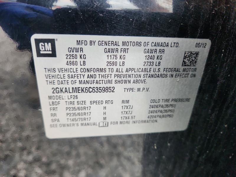 Aukcja sprzedaży 2012 Gmc Terrain, vin: 2GKALMEK6C6359852, numer aukcji: 56744756