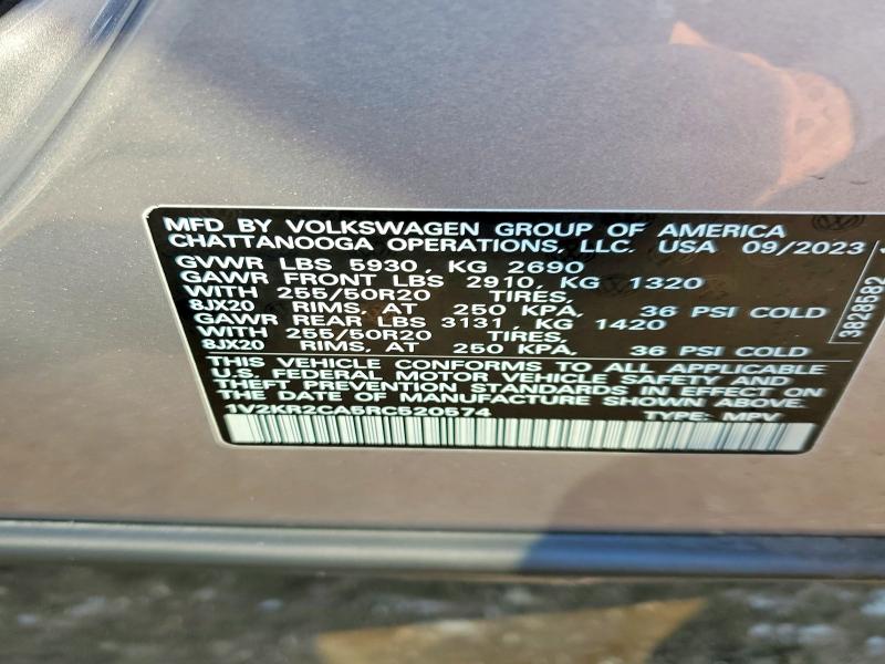 Продажа на аукционе авто 2024 Volkswagen Atlas, vin: 1V2KR2CA5RC520574, номер лота: 59152636