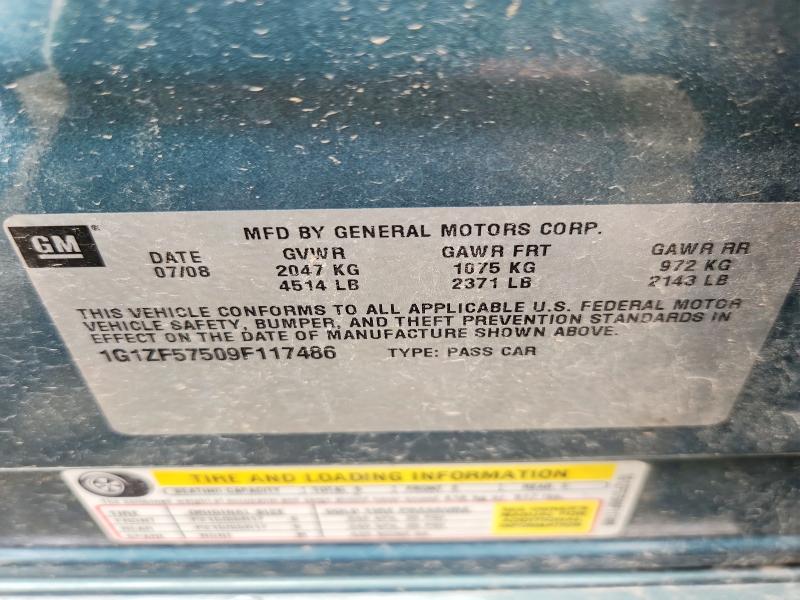 51318676 :رقم المزاد ، 1G1ZF57509F117486 vin ، 2009 Chevrolet Malibu مزاد بيع