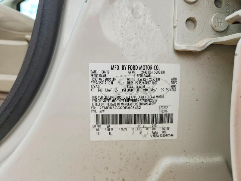 Продаж на аукціоні авто 2013 Ford Edge, vin: 2FMDK3GC0DBA95432, номер лоту: 56315976