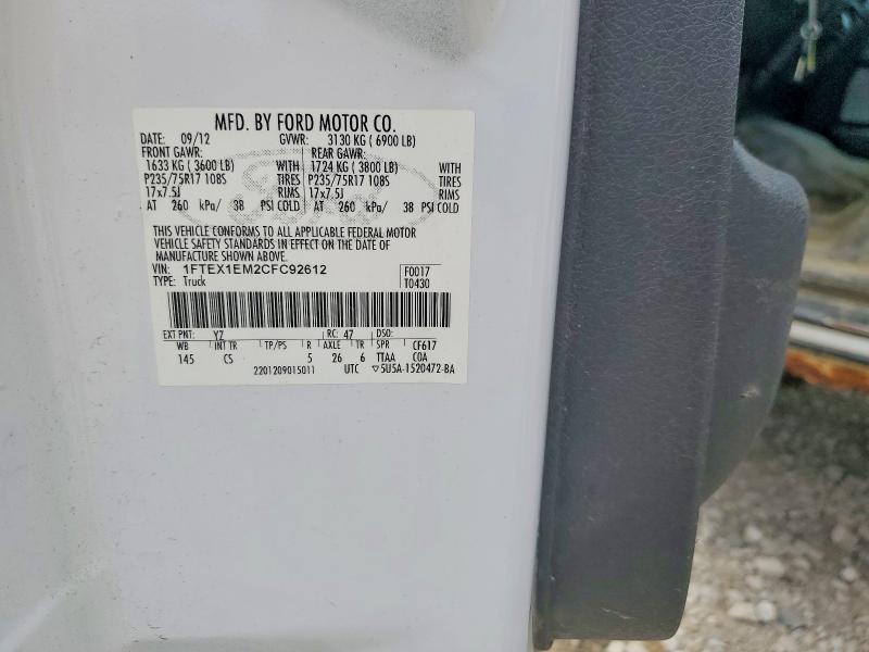 Aukcja sprzedaży 2012 Ford F150, vin: 1FTEX1EM2CFC92612, numer aukcji: 55200076