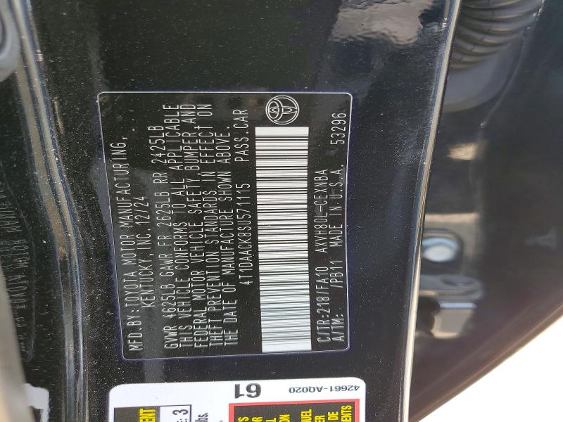 2025 Toyota Camry მანქანა იყიდება აუქციონზე, vin: 4T1DAACK8SU571115, აუქციონის ნომერი: 58491066