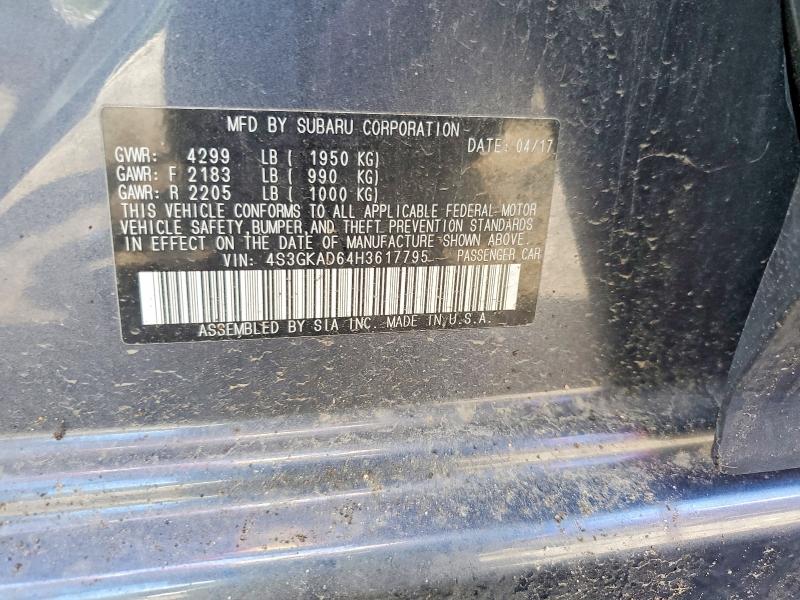 2017 Subaru Impreza მანქანა იყიდება აუქციონზე, vin: 4S3GKAD64H3617795, აუქციონის ნომერი: 56925726