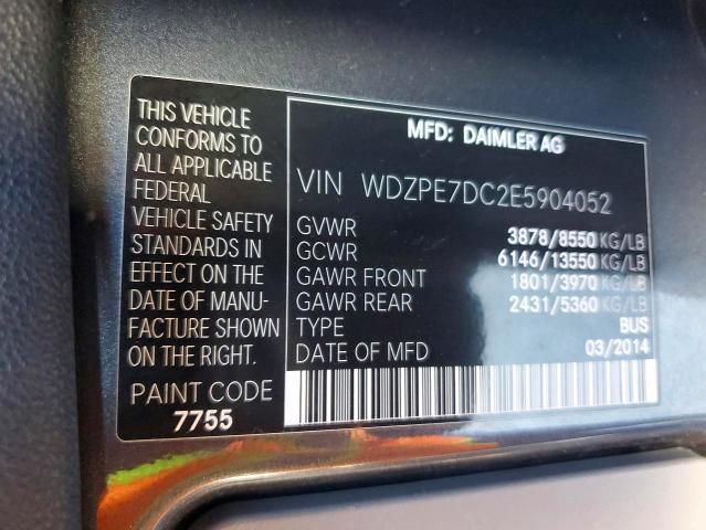 57261116 :رقم المزاد ، WDZPE7DC2E5904052 vin ، 2014 Mercedes-benz Sprinter مزاد بيع