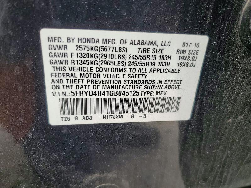 Aukcja sprzedaży 2016 Acura Mdx, vin: 5FRYD4H41GB045125, numer aukcji: 55986236