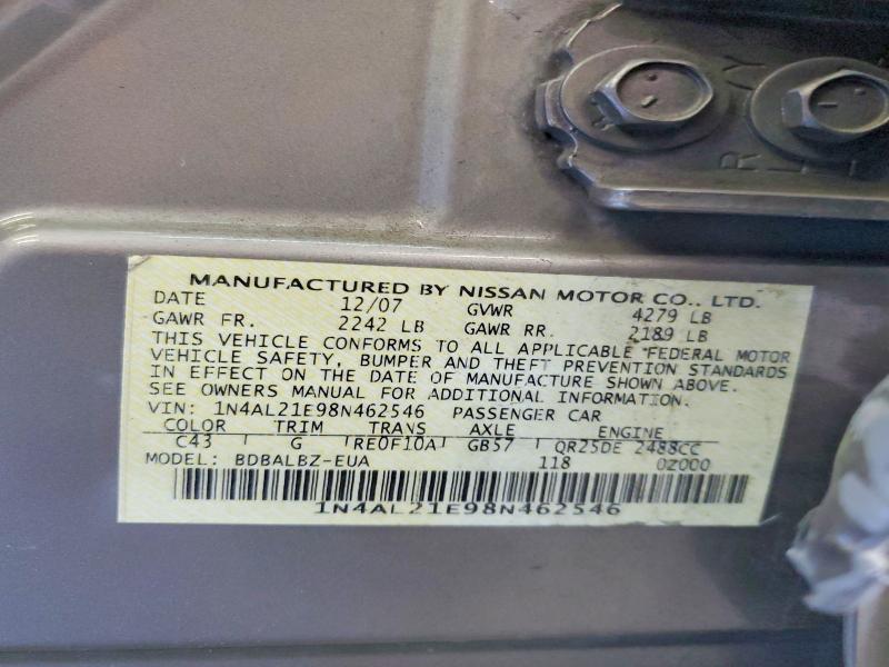 Продажа на аукционе авто 2008 Nissan Altima, vin: 1N4AL21E98N462546, номер лота: 57724616