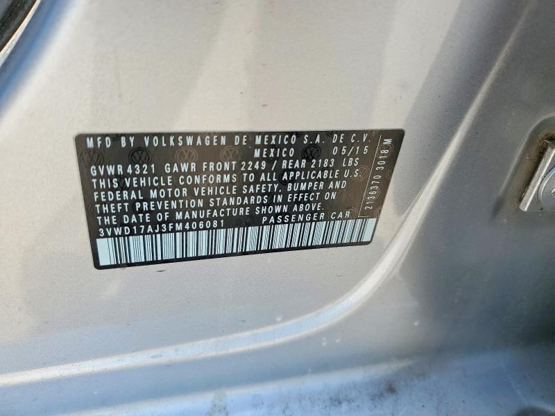 Продаж на аукціоні авто 2015 Volkswagen Jetta, vin: 3VWD17AJ3FM406081, номер лоту: 56235876