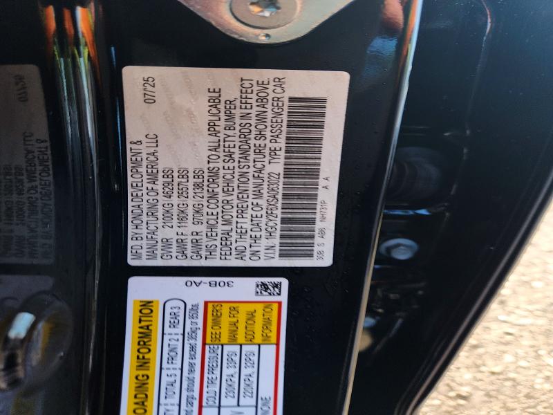 58782926 :رقم المزاد ، 1HGCY2F6XSA063022 vin ، 2025 Honda Accord مزاد بيع