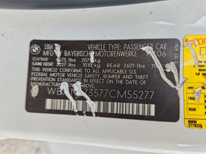 58967646 :رقم المزاد ، WBANE73577CM55277 vin ، 2007 Bmw 530 مزاد بيع