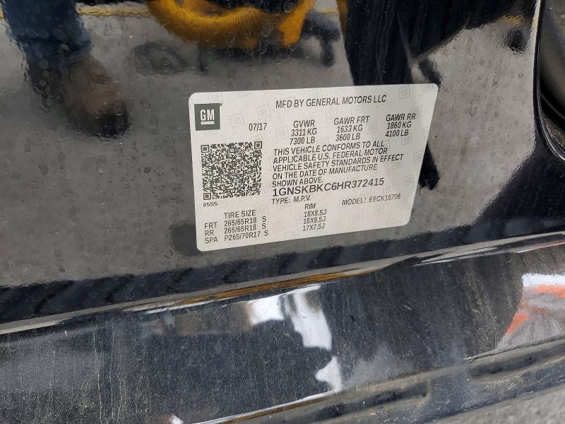 57630466 :رقم المزاد ، 1GNSKBKC6HR372415 vin ، 2017 Chevrolet Tahoe مزاد بيع
