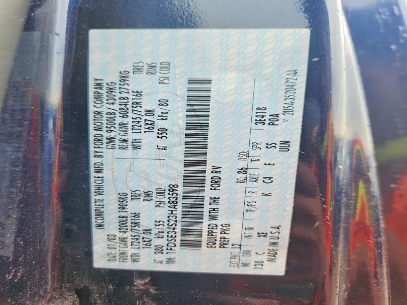 57416986 :رقم المزاد ، 1FDSE34S23HA83598 vin ، 2003 Ford Econoline مزاد بيع