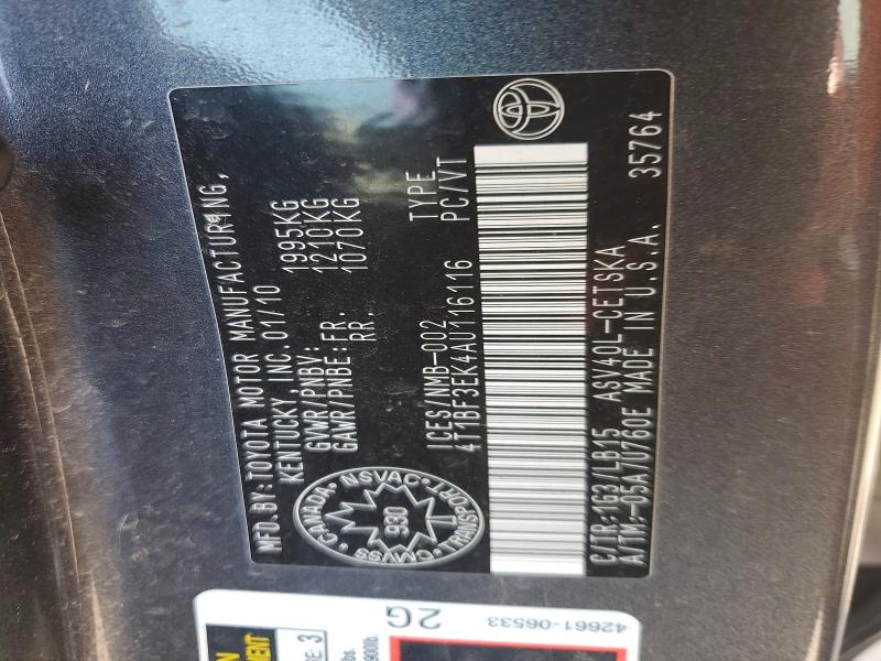 Aukcja sprzedaży 2010 Toyota Camry, vin: 4T1BF3EK4AU116116, numer aukcji: 56057926