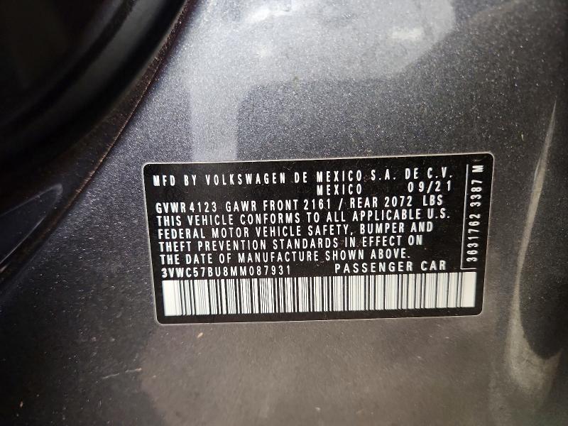 57688626 :رقم المزاد ، 3VWC57BU8MM087931 vin ، 2021 Volkswagen Jetta مزاد بيع