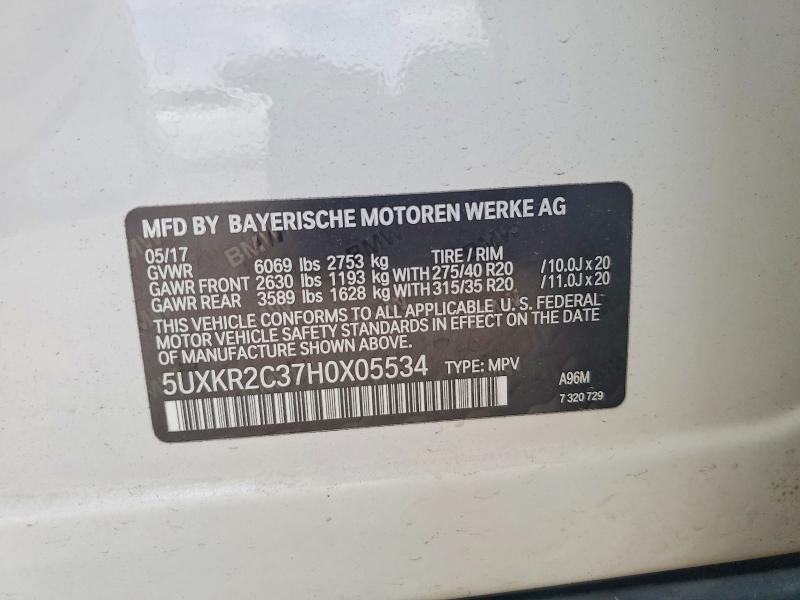 Продаж на аукціоні авто 2017 Bmw X5, vin: 5UXKR2C37H0X05534, номер лоту: 56672786