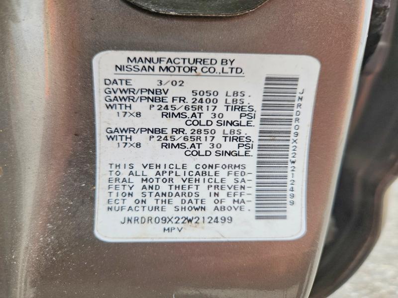 Продаж на аукціоні авто 2002 Infiniti Qx4, vin: JNRDR09X22W212499, номер лоту: 55875036