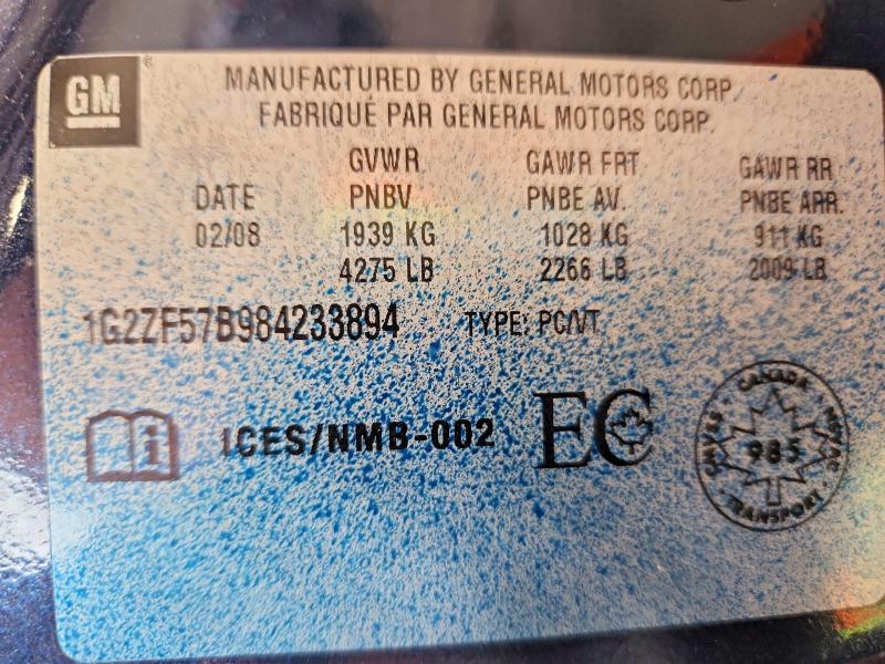 Aukcja sprzedaży 2008 Pontiac G6, vin: 1G2ZF57B984233894, numer aukcji: 56293866