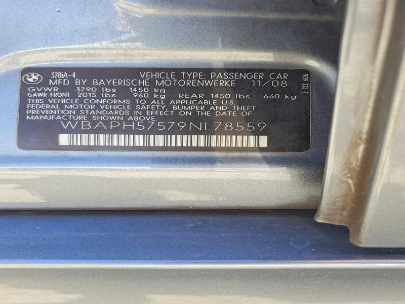 2009 Bmw 328 მანქანა იყიდება აუქციონზე, vin: WBAPH57579NL78559, აუქციონის ნომერი: 56698666